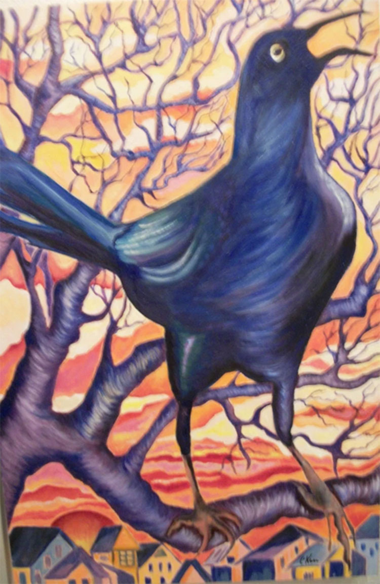 Grackle at Sunset Grackle at Sunset